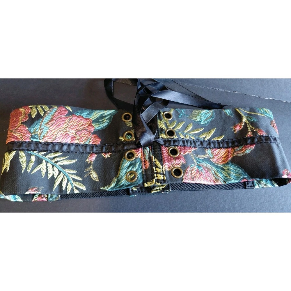 bohemian 2000s vintage Cottagecore Romantic Goth wide elastic Belt vibrant flora
